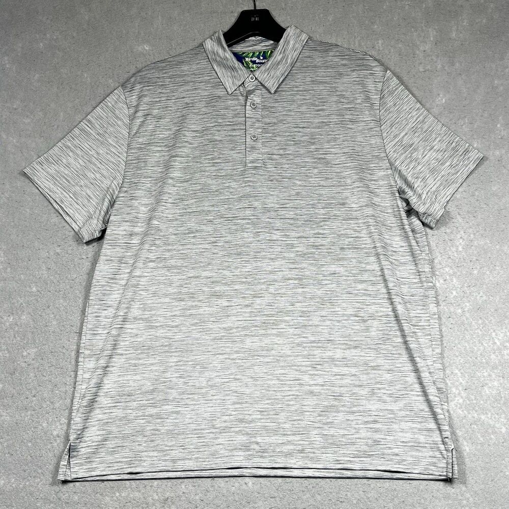Birdie Bound Polo Mens Size XL Gray Performance Golf Short Sleeve Shirt